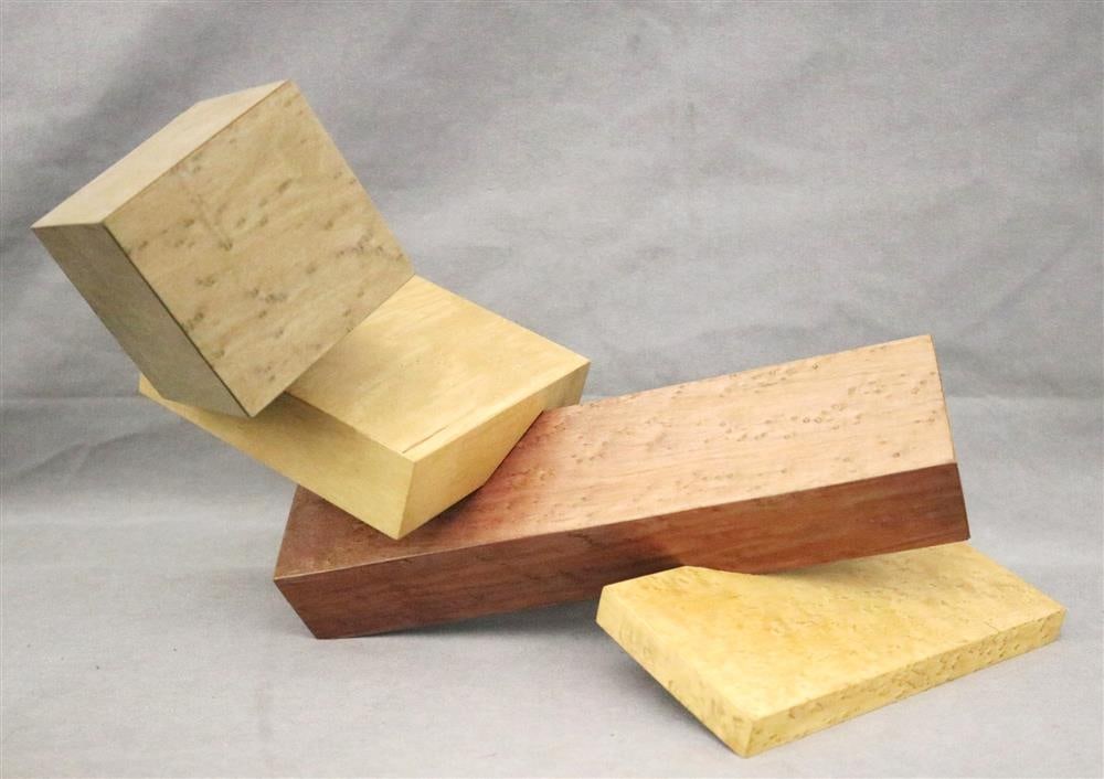 JAY ROGERS. (American, contemporary). Three stacked wooden boxes on plinth base. Signed and dated (1 of 18)