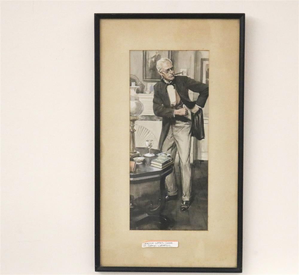 ORIGINAL WATERCOLOR OF DANIEL WEBSTER. - sight: 17 x 7.75 inches; frame: 25 x 14 inches. (1 of 20)