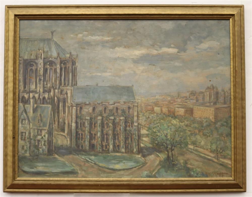 CONTINENTAL SCHOOL (Early 20th century). Gothic Cathedral, 1929, (for restoration). Oil on canvas. (1 of 11)