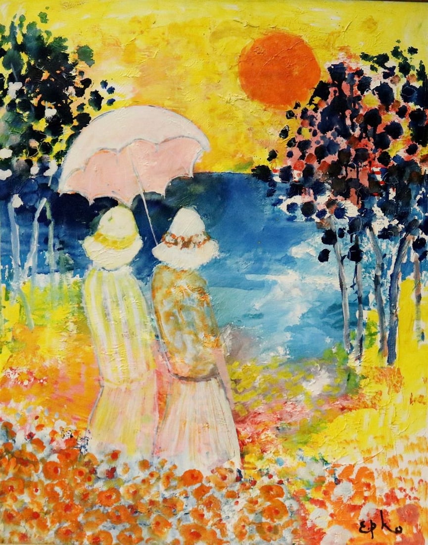 WILLERING EPKO (French, born 1929). Couchant sur la Mer, Oil on canvas. Signed lower right hand (1 of 18)