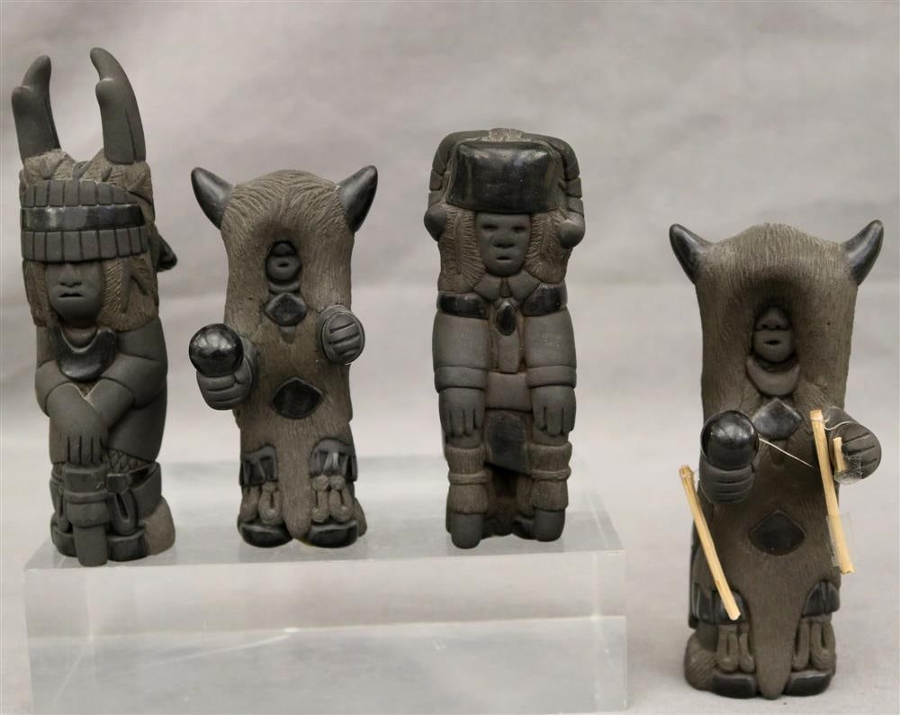 EUGENE GUTIERREZ (Native American, Santa Clara Pueblo, 1953-2010). Four black pottery figures of (1 of 15)