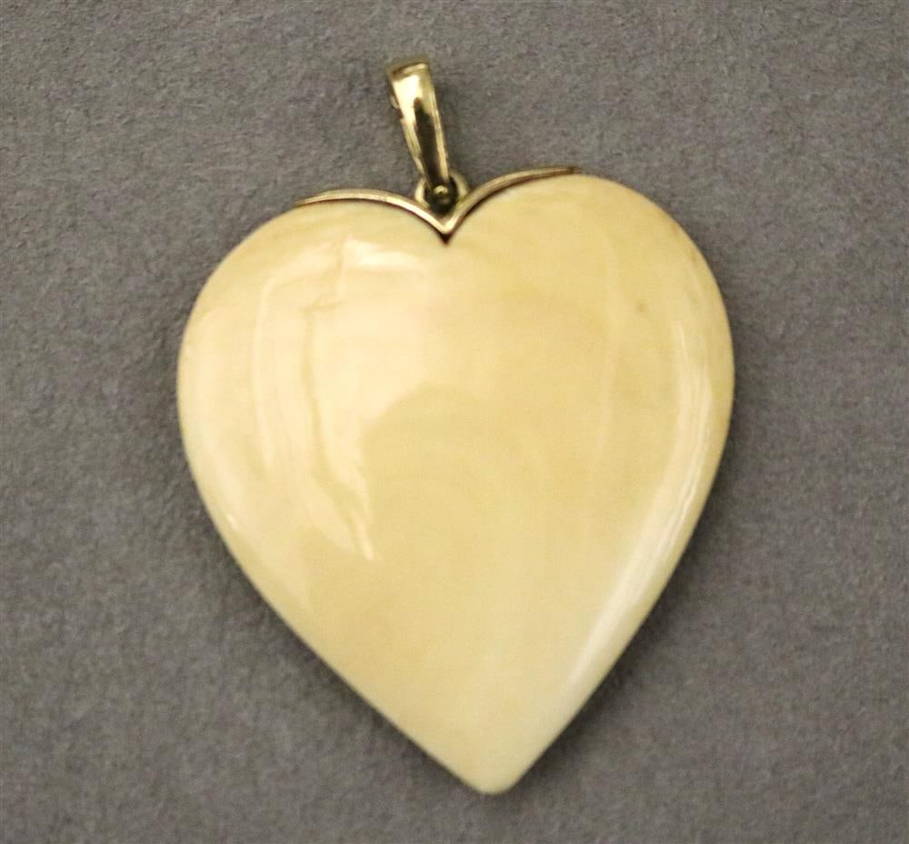 14K YELLOW GOLD MOUNTED HEART-FORM PENDANT/NECKLACE ENHANCER, - L; 2 3/8 in. (1 of 11)