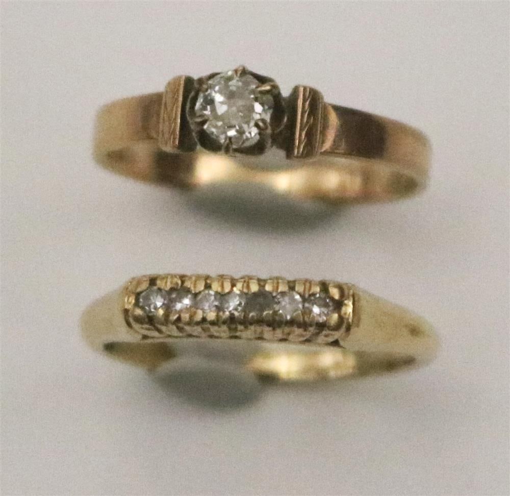 TWO 14K YELLOW GOLD AND DIAMOND RINGS. (1 of 18)