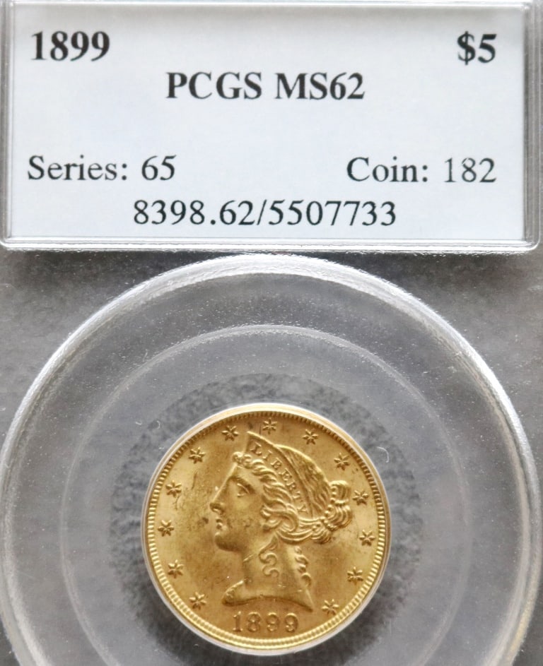 U.S. INDIAN HEAD FIVE-DOLLAR GOLD COIN, 1899, (1 of 15)