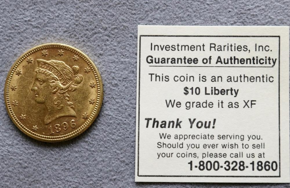 U.S. LIBERTY HEAD TEN-DOLLAR GOLD COIN, 1896, (1 of 10)