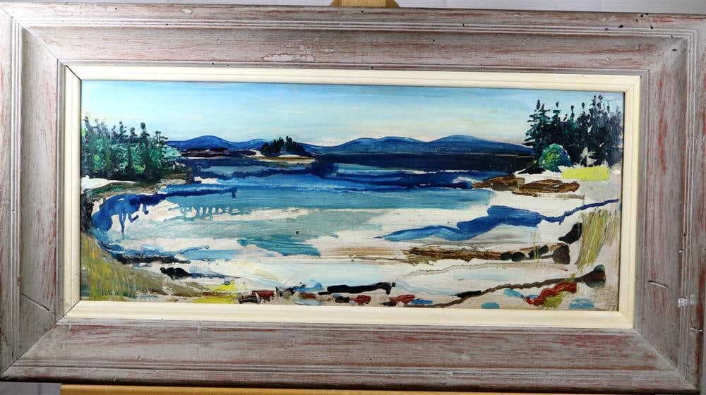AMERICAN SCHOOL (20TH CENTURY). Ocean View, Oil on board. Unsigned. Framed. (1 of 9)