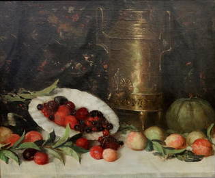 HENRY R. RITTENBERG (American, 1879 - 1969). Still Life with Summer Fruits, circa 1923, Oil on