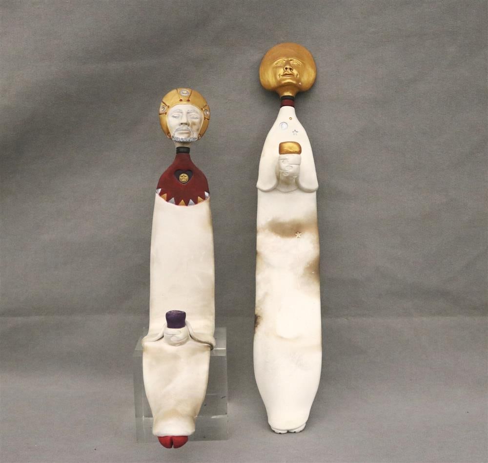 ALLEN LITTLEFIELD (American, born 1940). "Santos" and "Luminary", Pair of ceramic stylized figural (1 of 14)