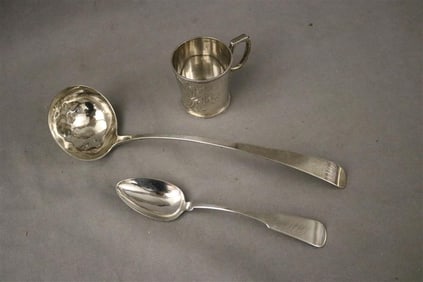 THREE ITEMS AMERICAN COIN SILVER, - Wt. 11 troy oz.