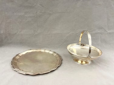 TWO VINTAGE ITEMS TIFFANY & CO. STERLING SILVER TABLEWARE, - Wt. 44 troy oz.
