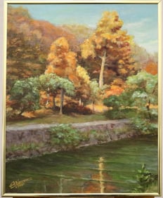 ALEXANDER YARON (American / Russian, 1900-1991). Autumnal Landscape, 1981, Oil on canvas. Signed and