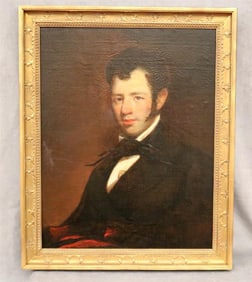 AMERICAN SCHOOL (19th century). Portrait of a Gentleman, Oil on canvas (laid down to a board).