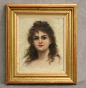 AMERICAN SCHOOL (early 20th century). Portrait of a Young Woman, Oil on canvas. Framed.