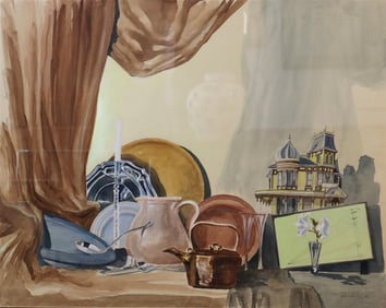 ARTHUR COTTON MOORE (American, 1935-2022). Tabletop still life, Signed and dated '81 lower right.