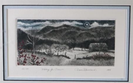DAWN BLANCHARD (American, 21st century). Waiting for Snow, Limited edition engraving with colors