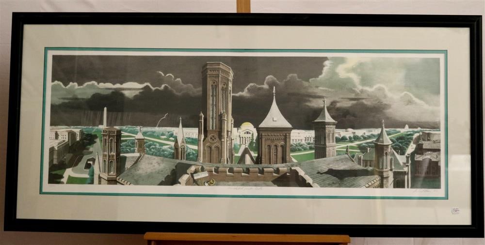 RICHARD HAAS (American, born 1936). View of the Mall from the Castle, 1983, Limited edition: RICHARD HAAS (American, born 1936). View of the Mall from the Castle, 1983, Limited edition seven-color Lithograph number 17 of an edition of 100. Pencil numbered, titled, signed and dated at base. Pr