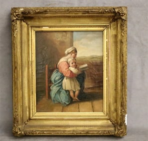 NORTHERN EUROPEAN SCHOOL (19th century). Morning Reading, Oil. Framed.