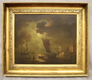 CONTINENTAL SCHOOL (19th century or earlier). Morning View, Oil on canvas. Framed.