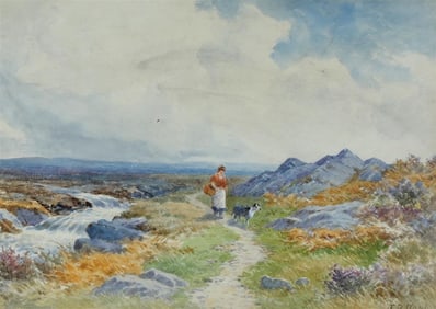 JOHN BATES NOEL (British, 1870-1927). Summer Landscape, Watercolor on paper. Signed lower right hand