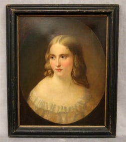 BRITISH SCHOOL (19th century). Young Lady's Portrait, Oil on canvas. Framed.