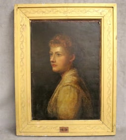 ANNIE MUNRO (British, 19th Century). Portrait of Miss Annie Munro, Oil on canvas. Handwritten labels