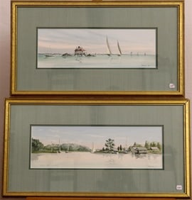 YVES PARENT (French / American, born 1941). Two Works: "Thomas Point Shoal Light" and "Harness