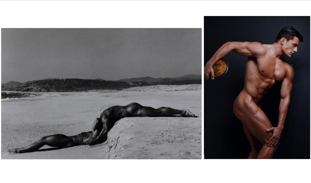 MICHAEL STOKES (American, born 1963). Two Works: Discus Thrower and Two Nudes (by photographer Herb: MICHAEL STOKES (American, born 1963). Two Works: Discus Thrower and Two Nudes (by photographer Herb Ritts), [LGBTQ+ INTEREST]. Color photograph of Disc Thrower: Limited edition photograph number 6 of 