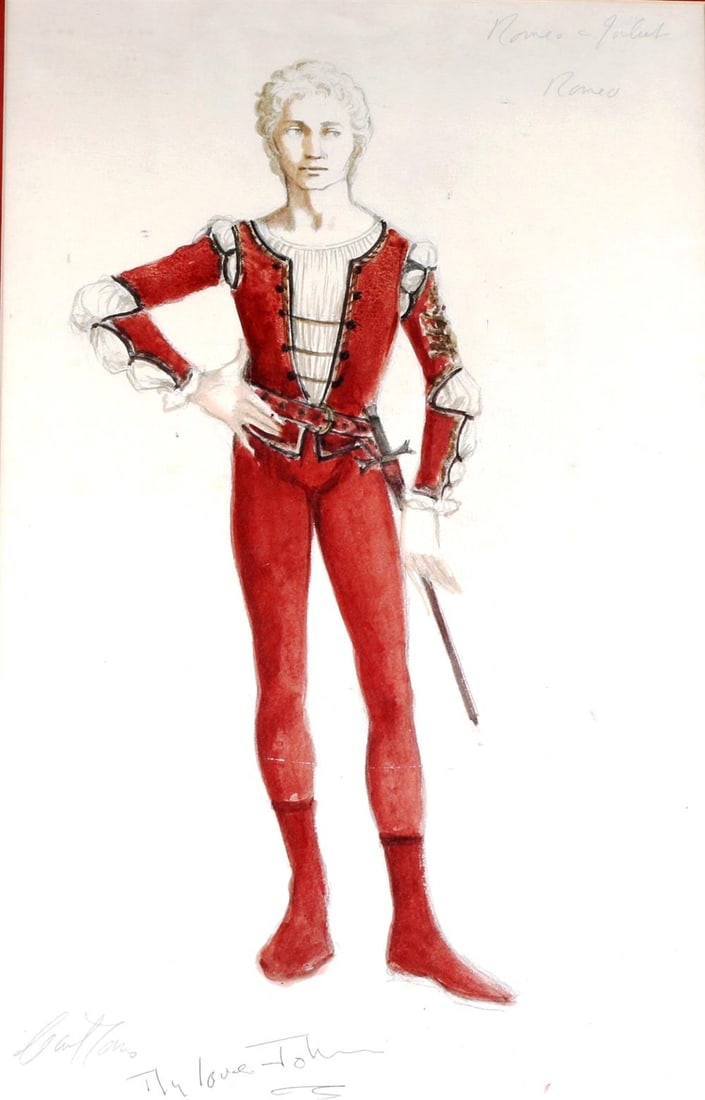 CARL TOMS (British, 1927 - 1999). Romeo, Watercolor and graphite on paper. Signed lower left hand: CARL TOMS (British, 1927 - 1999). Romeo, Watercolor and graphite on paper. Signed lower left hand corner. Framed. Not examined out of frame. - Sight: 20 x 12.5 inches