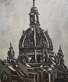 ROSEMARIE HAHN. (German American, 1931-2007). FRAUENKIRCHE DRESDEN, 1993, Etching. Signed, dated,