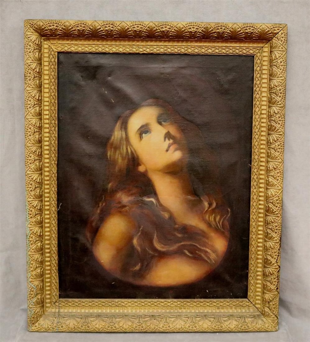ITALIAN SCHOOL (19th century). Mary Magdalene, Oil on canvas. Framed.: ITALIAN SCHOOL (19th century). Mary Magdalene, Oil on canvas. Framed. - 28 x 22 inches; frame: 34 x 29 inches