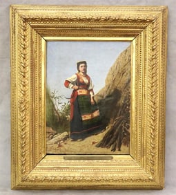 ITALIAN SCHOOL (19th century). Young Lady, Oil on canvas. Signed "E Capocci" lower left hand corner.