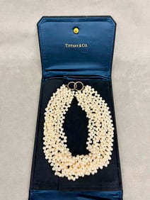 SIGNED TIFFANY & CO. PALOMA PICASSO EIGHT-STRAND FRESH WATER CULTURED WHITE PEARL CHOKER WITH