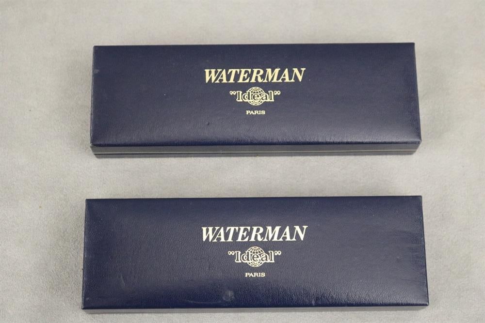 TWO WATERMAN (PARIS) "IDEAL" WRITING INSTRUMENTS: FOUNTAIN PEN AND ROLLER BALL PEN. (1 of 4)