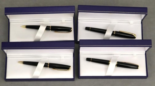 FOUR WATERMAN (PARIS) WRITING INSTRUMENTS: FOUNTAIN PEN, ROLLER BALL PEN, BALL POINT PEN, AND