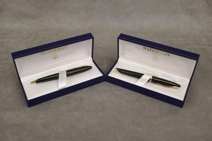 TWO WATERMAN (PARIS) WRITING INSTRUMENTS: BALL POINT PEN AND ROLLER BALL PEN.