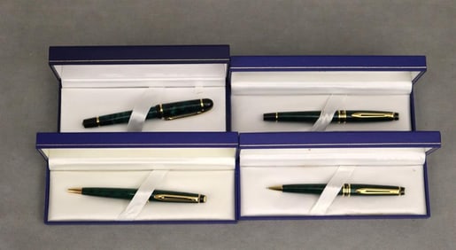 FOUR WATERMAN (PARIS) WRITING INSTRUMENTS: TWO BALL POINT PENS ROLLER BALL PEN, AND MECHANICAL