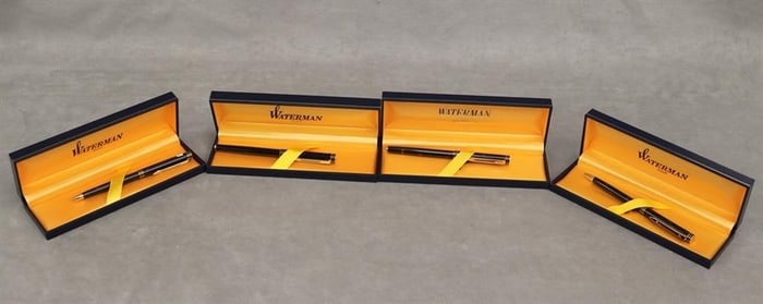 FOUR WATERMAN (PARIS) WRITING INSTRUMENTS: FOUNTAIN PEN, ROLLER BALL PEN, BALL POINT PEN, AND