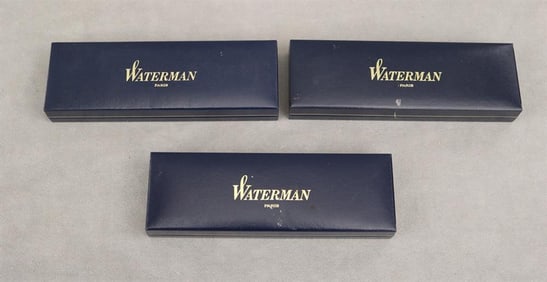 THREE WATERMAN (PARIS) WRITING INSTRUMENTS: FOUNTAIN PEN, BALL POINT PEN, AND MECHANICAL PENCIL.