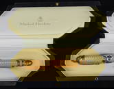 MICHEL PERCHIN PEACH GUILLOCHE ENAMEL STERLING SERPENT FOUNTAIN PEN.