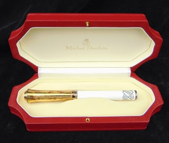 MICHEL PERCHIN "SOUTH BEACH" WHITE VERMEIL ROLLER BALL PEN.