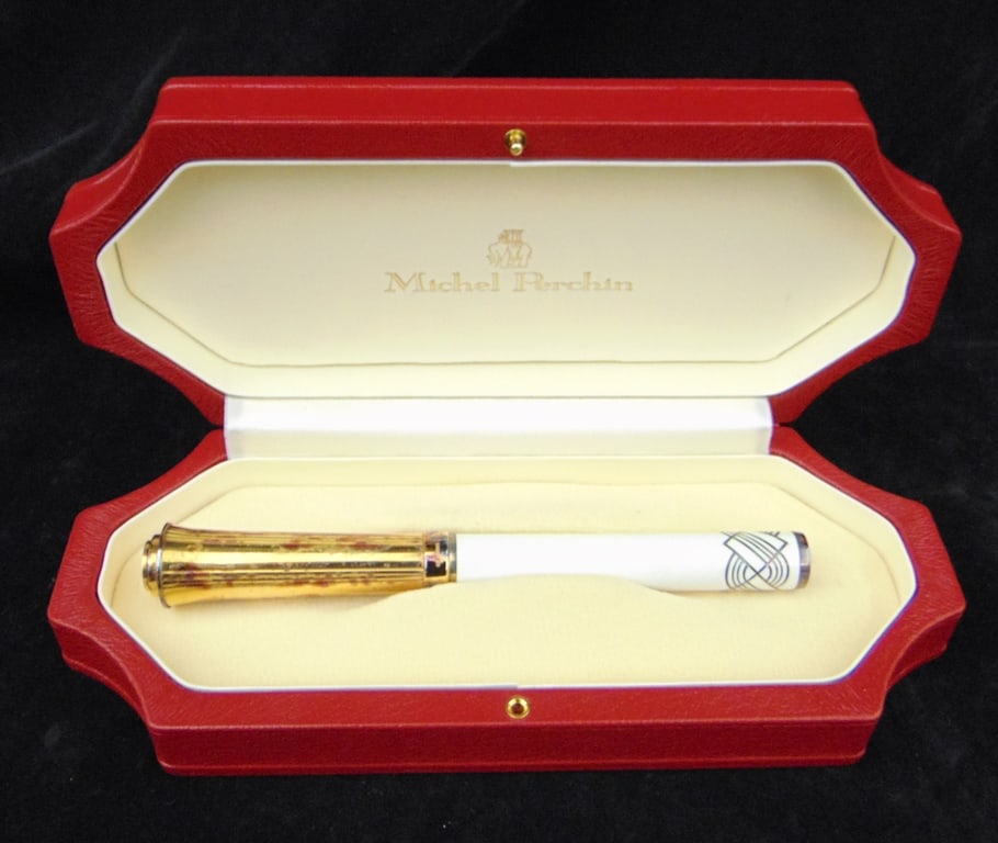 MICHEL PERCHIN "SOUTH BEACH" WHITE VERMEIL ROLLER BALL PEN. (1 of 3)