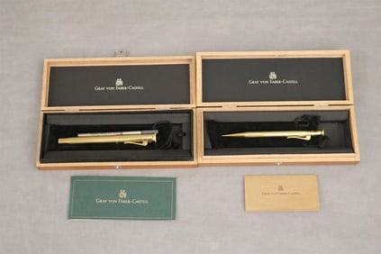GRAF VON FABER-CASTELL GOLD-TONE MECHANICAL PENCIL AND ROLLER BALL PEN ,