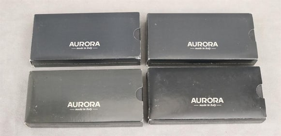 FOUR AURORA WRITING INSTRUMENTS: FOUNTAIN PEN, ROLLER BALL PEN, BALL POINT PEN, AND MECHANICAL PEN