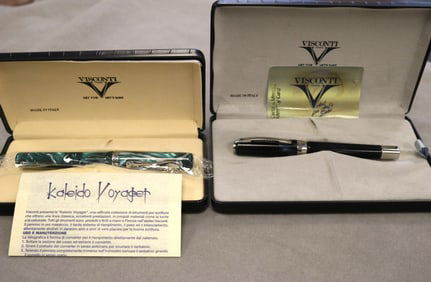 TWO VISCONTI FOUNTAIN PENS INCLUDING GREEN "KALEIDO VOYAGER",