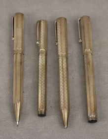 SET FOUR MONTEGRAPPA REMINISCENCE STERLING SILVER WRITING INSTRUMENTS,