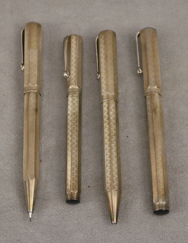SET FOUR MONTEGRAPPA REMINISCENCE STERLING SILVER WRITING INSTRUMENTS, (1 of 6)