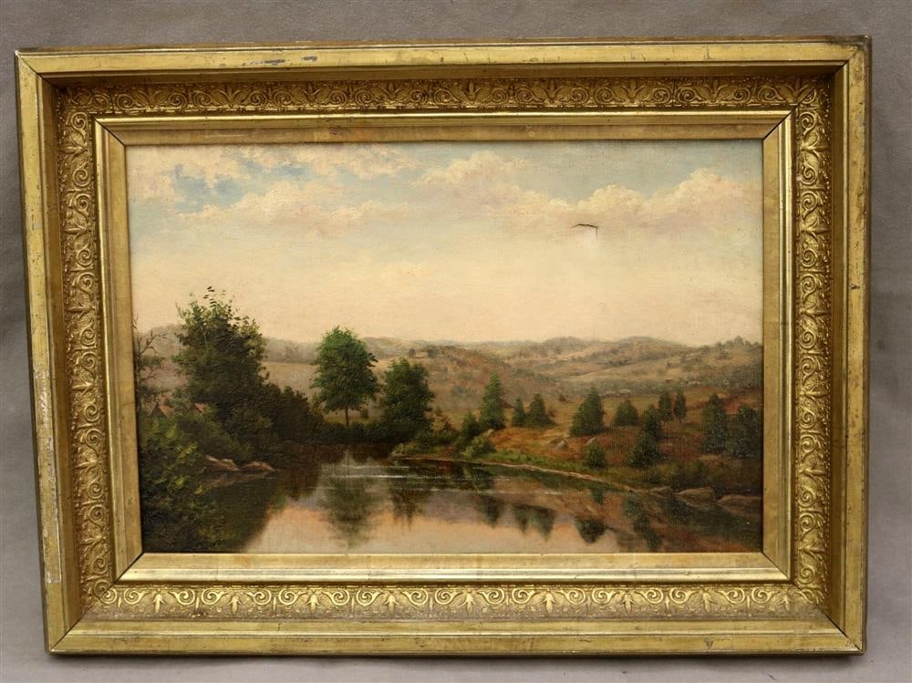 AMERICAN SCHOOL (19th century). Late October Landscape, (for restoration). Oil on canvas. Framed. . (1 of 17)