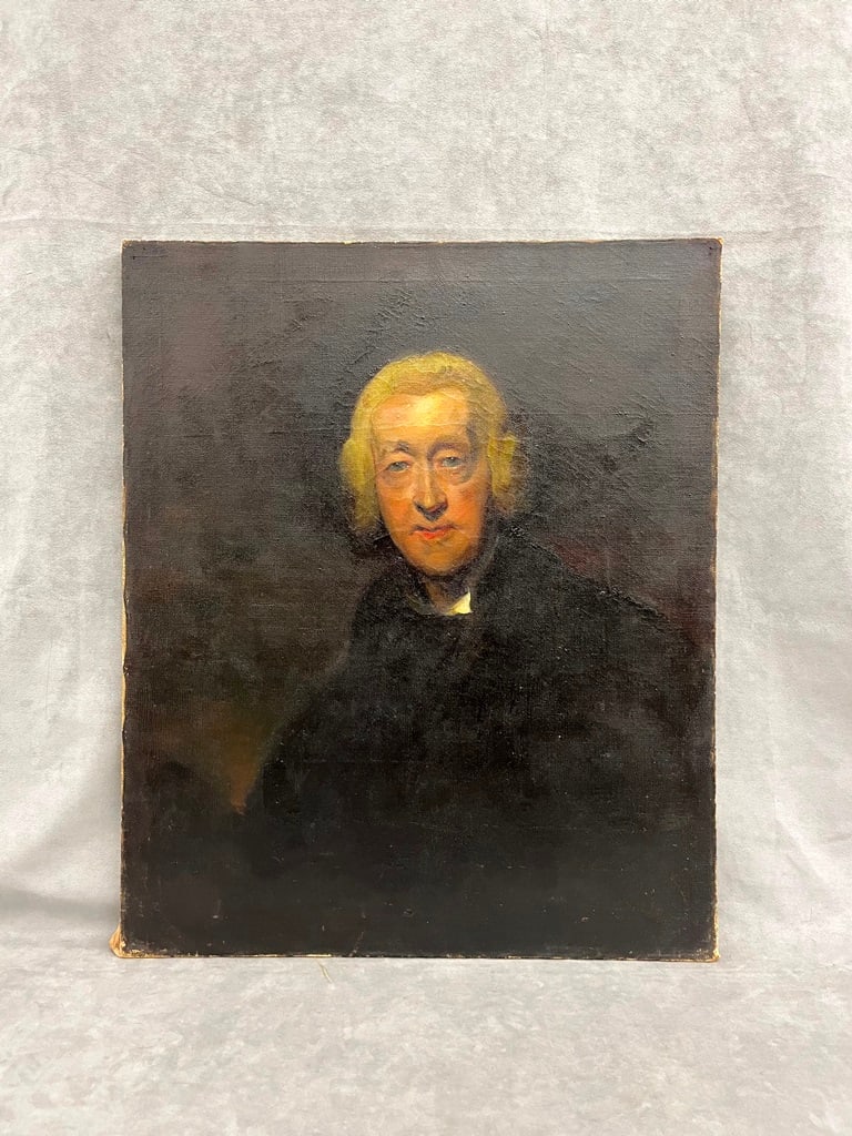 18TH CENTURY SCHOOL. PORTRAIT OF GENTLEMAN IN BLACK COAT WITH WHITE STOCK, Unsigned.: 18TH CENTURY SCHOOL. PORTRAIT OF GENTLEMAN IN BLACK COAT WITH WHITE STOCK, Unsigned - 20 in. x 15 3/4 in.