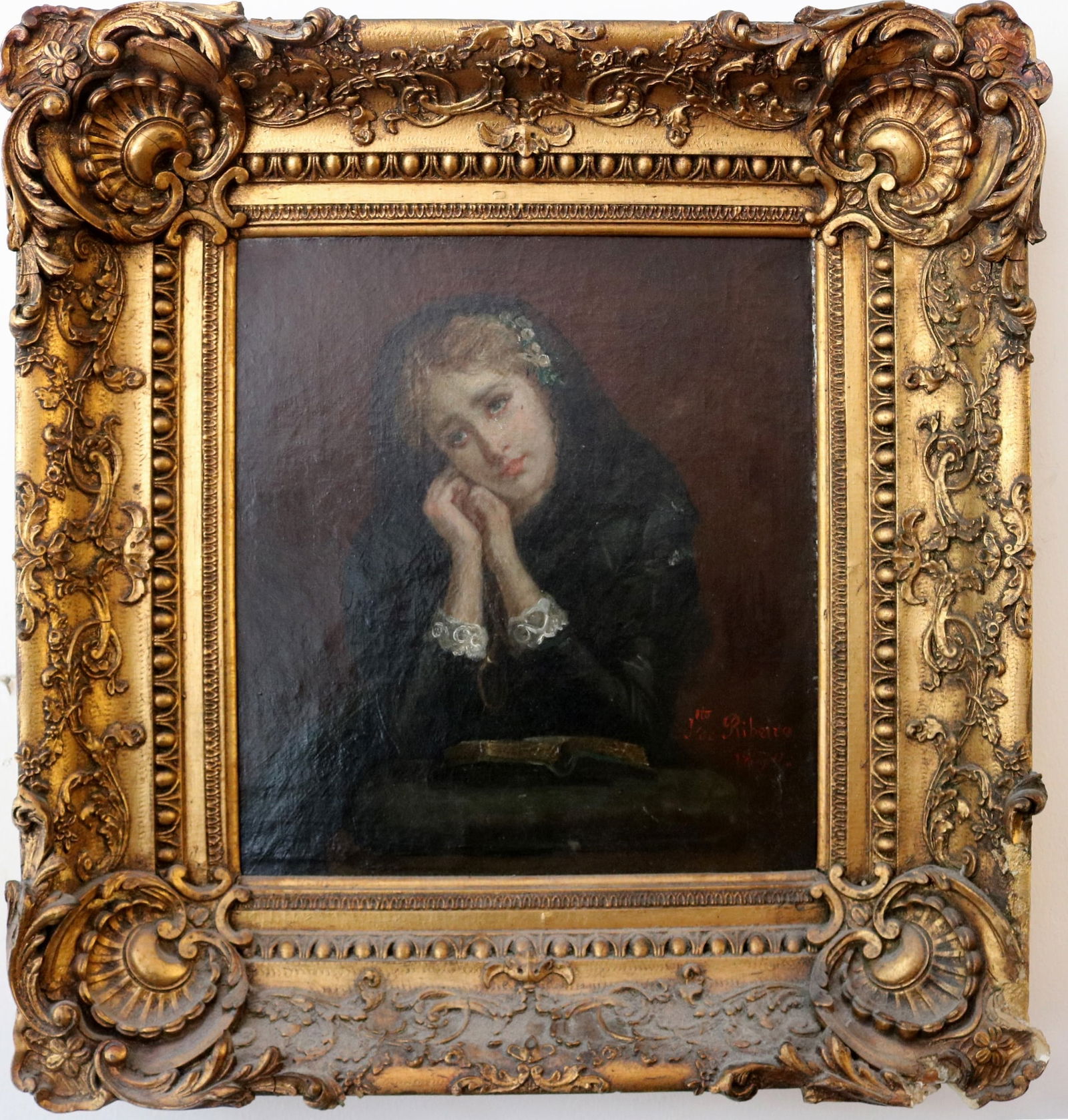 JULIETTE DE RIBEIRO (French, 1810 - 1884). Portrait of a Young Lady in Prayer, 1870, Juliette de (1 of 20)