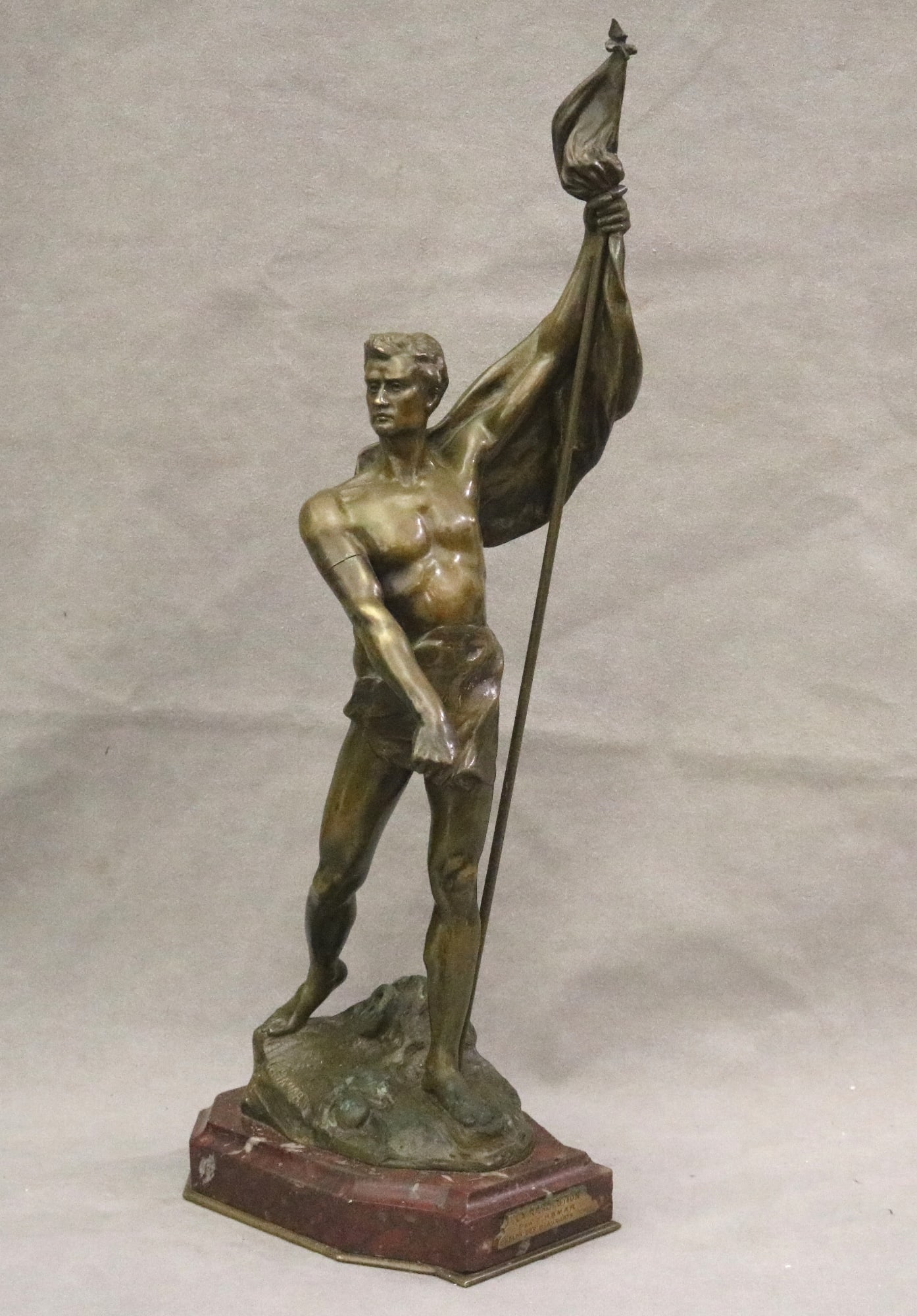 FERNAND HAMAR (French, 1869 - 1943). LA RESOLUTION, Patinated bronze statue. Inscribed F. Hamar. (1 of 20)